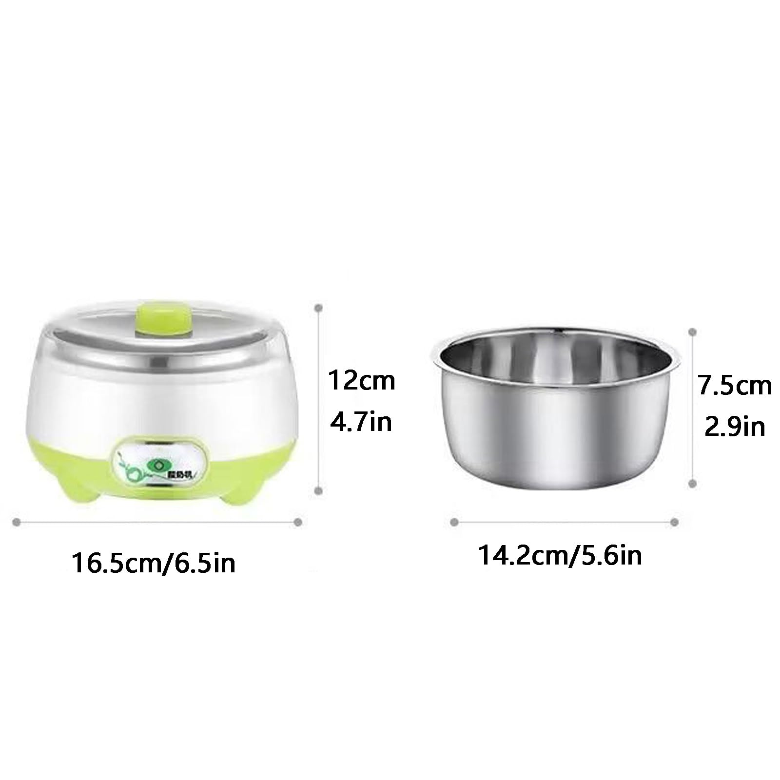 Yogurtiera, Rivestimento interno in acciaio inossidabile da 1 litro, facile pulire, plug and play, adatto for l'uso domestico(Green)