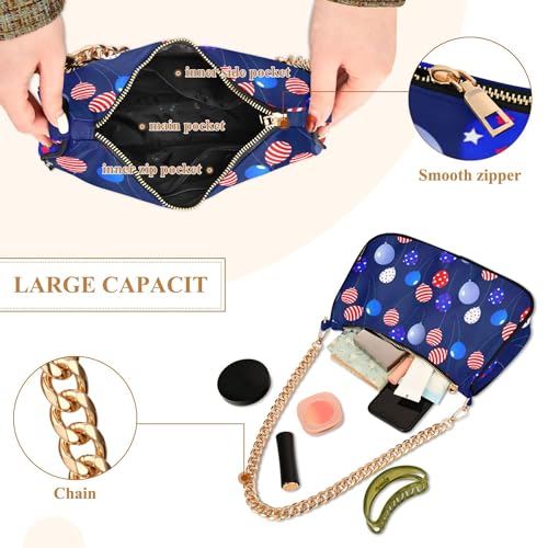 USA Balloons Dark Blue American Clutch Handbag Womens Shoulder Handbag Aesthetic Hobo Party Purse Zipper Closure Chain Strap4