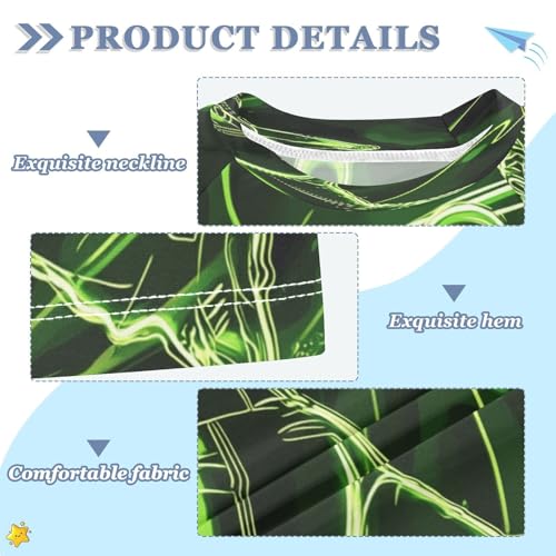 Boys Short Sleeve T-Shirts Baseball Neon Green Doodle Rashguard Kids Swim Shirts Sun UPF 50+3