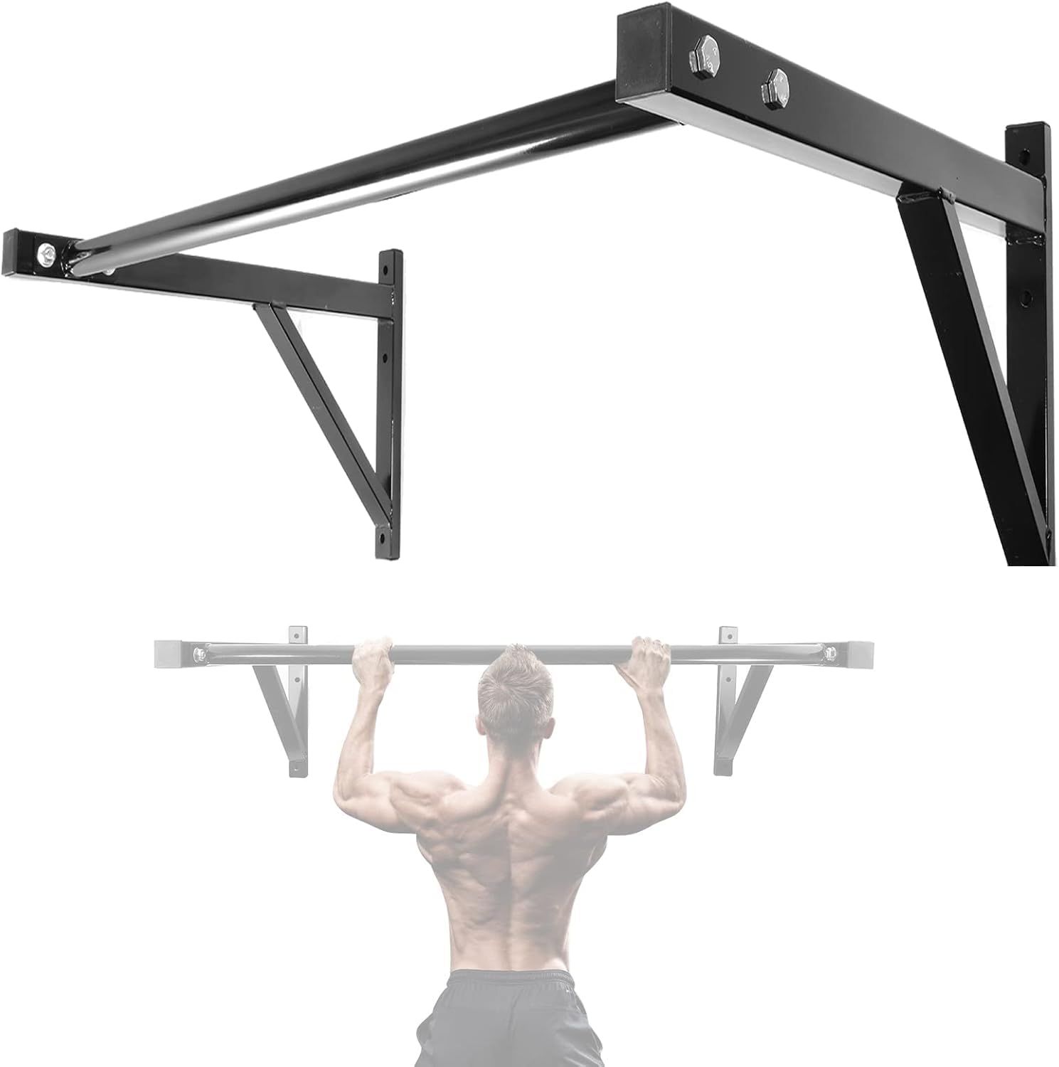 BODI PRO Heavy Duty Commercial Style Wall Mounted Wide grip Pull Up Bar-Chin Up Bar for Home Gym 133 cm rod-image-23