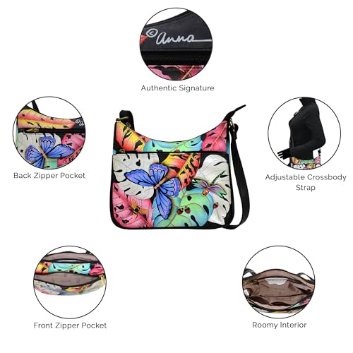 Anna by Anuschka Women's Original Genuine Leather Hand-Painted Medium Crossbody - Leather Handbag for Women4