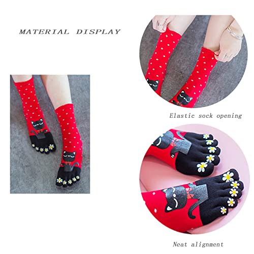 IXITON Women's Toe Socks Five Fingers Socks Cute animal pattern socks Funny cartoon Sports Toe socks4
