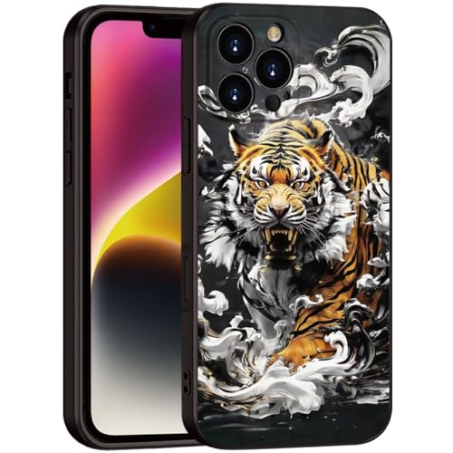 Printed with Tiger for iPhone 16 pro max case, Silicone Soft Shockproof case King Tiger Mysterious Cloud Pattern Prints- Imperial Grandeur(A2- Tigers-Animal)