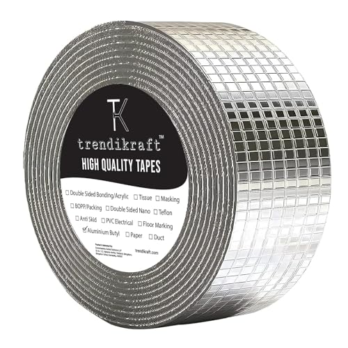 TRENDIKRAFT Waterproof Adhesive Butyl Heavy Duty Aluminium Roof Leakage Tape with Strong Liquid Rubber Sealer Tape for Kitchen Sink Pipe Tank Leakage Water Proof Seal Repair Tep (2 inch x 3 mtr) (B0D6YXXQFN) Amazon Price History, Amazon Price Tracker
