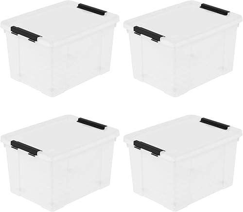 Miniatura 8 de Paquete de 6 cajas de almacenamiento de plástico, contenedores de almacenamiento transparentes de 6 L con tapa