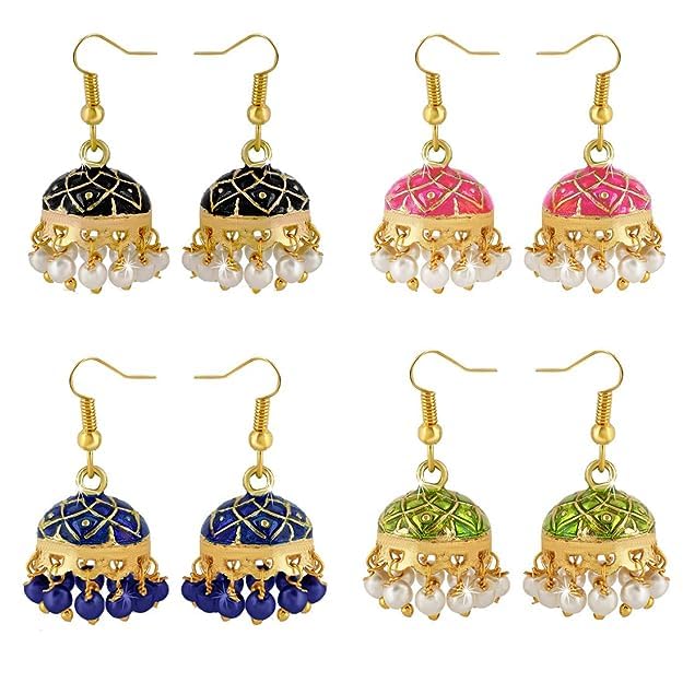 Yellow Chimes Earrings for Women and Girls Meenakari Jhumka | Gold Plated | Dome Shape Jhumki Combo Earrings | Birthday Gift for girls and women Anniversary Gift for Wife (B0CKQSPSQY) Amazon Price History, Amazon Price Tracker
