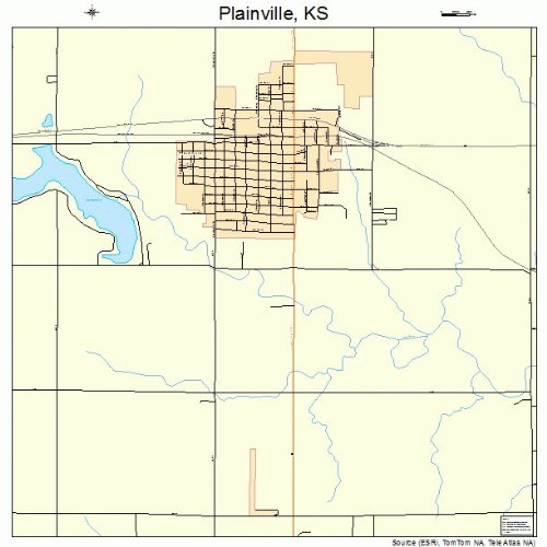 Large Street & Road Map of Plainville, Kansas KS Printed poster size