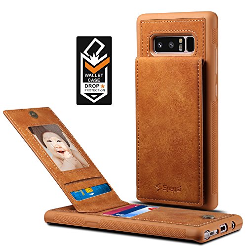 Samsung Galaxy Note 8 Card Holder Case, Note8 Wallet Case Spaysi(TM) Slim, Galaxy Note 8 Folio Leather case, Flip Cover, Gift Box, for Note 8 (Brown)