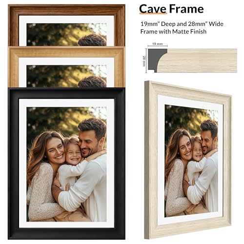 Image of Art Street Wooden Photo Frame for living room, Aesthetic Cave Design Photo Frames for Photograph, Art Work, Certificates Set of 4 (10x10 Inch, White)