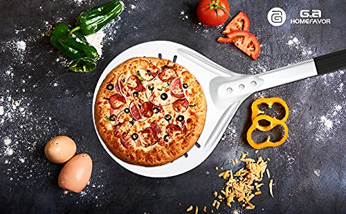 Image of 7 Inch Pizza Turning Peel, Round Aluminum G.a HOMEFAVOR Perforated Pizza Peel Turner with Metal Handle Pizza Paddle for Homemade Pizza Oven Accessories