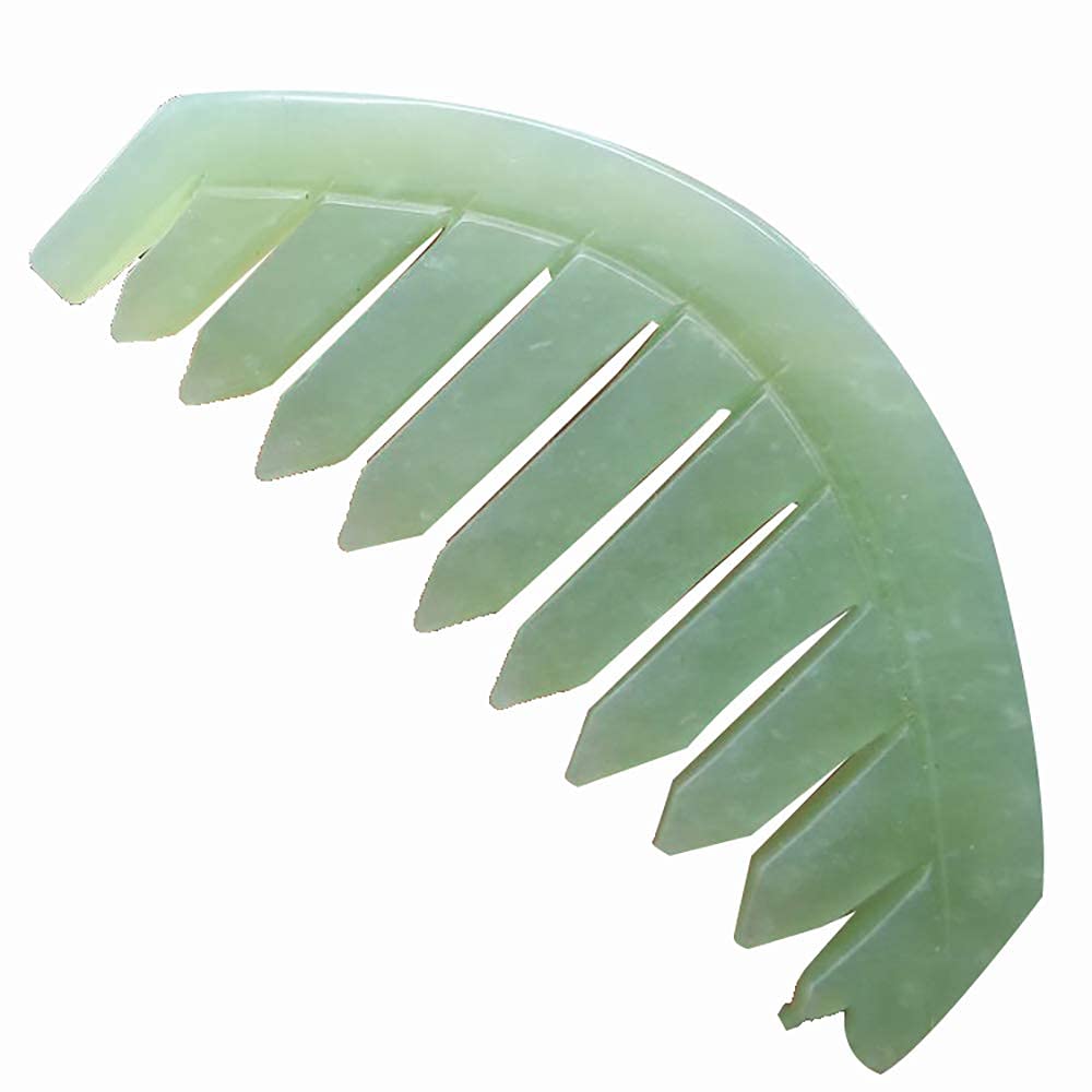 JJLFresheners Nature Jade Stone Massage Comb Traditional Natural Jade Massager Acupuncture Head Therapy Trigger Point Treatment On Head Gua Sha Board