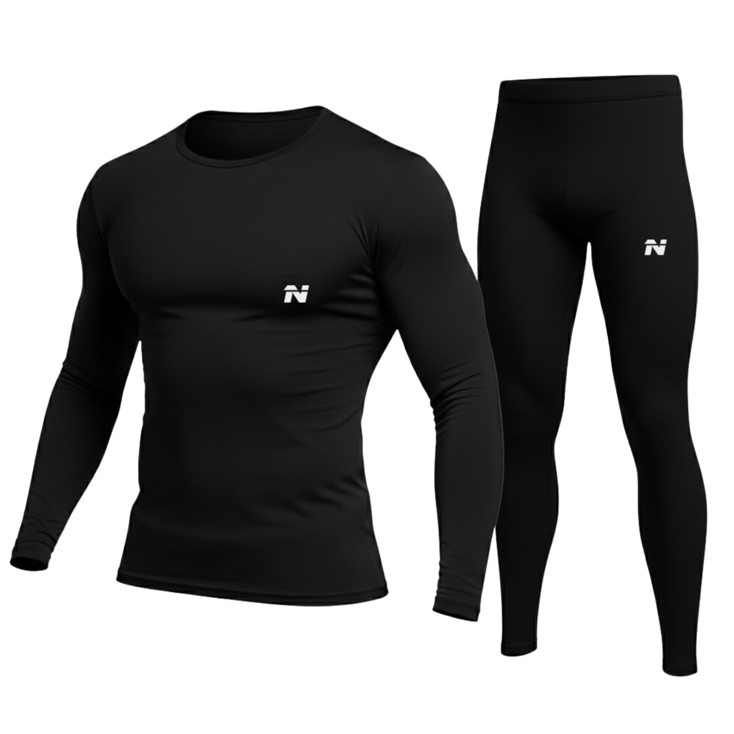 NINQ Men Polyester Spandex Men's Sports Running Set Compression Shirt + Pants Skin-Tight Long Sleeves Quick Dry Fitness Tracksuit Gym Yoga Suits