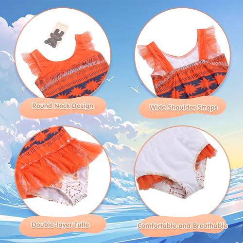 Image of Girls One Piece Swimsuit Colorful Mermaid Bathing Suits Cute Kids Princess Beach Swimwear 2-10 Years