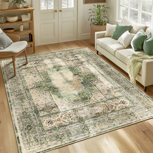BESTSWEETIE 5x7 Area Rugs Machine Washable No Pile Non Slip Vinta...