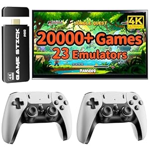 FCHOZY 2026 Upgraded Retro Gaming Console, Nostalgia Game Stick Pro, Classic Video Games with 4K HDMI, 20,000+ Games and 23 Emulators, Upgraded Dual 2.4G Wireless Controllers 64GB
