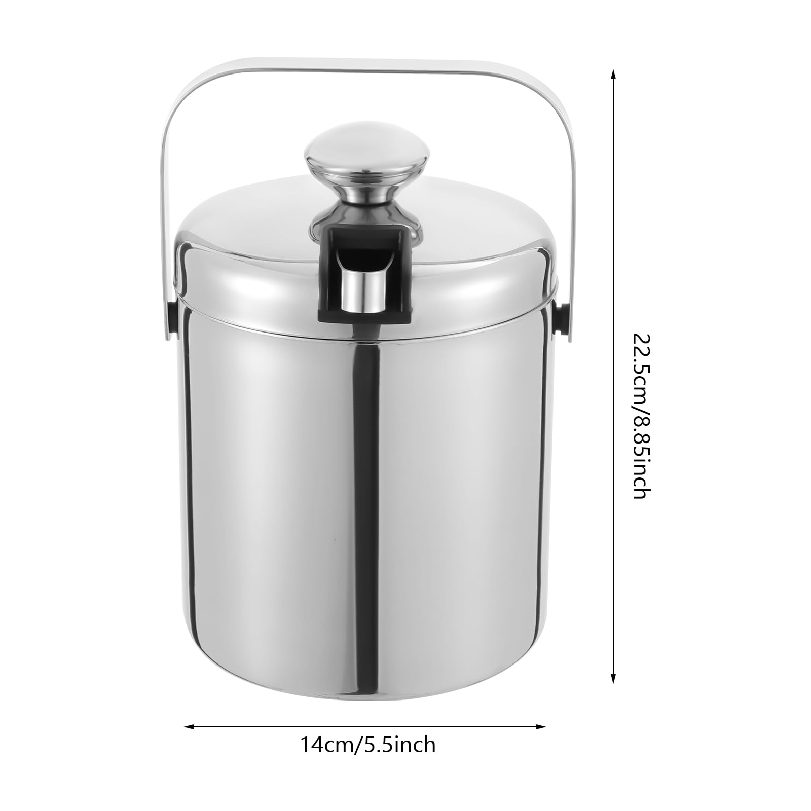 Cubo de hielo portátil de 1,3 l, enfriador de hielo, enfriador de vino, enfriador de champán con pinzas de hielo, colador y tapa, cubo de hielo portátil para barbacoas, picnics, fiestas