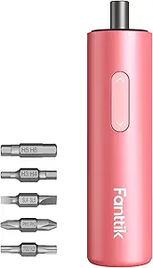 Fanttik S1 Capsule Cordless Screwdriver, Electric Screwdriver, Max 5 N.m, 320 RPM Motor, 5 Pcs Double-Ended Bits, Compact Design, LED Light, 1/4''Hex, Idea Tool for Furniture, Appliances-Pink
