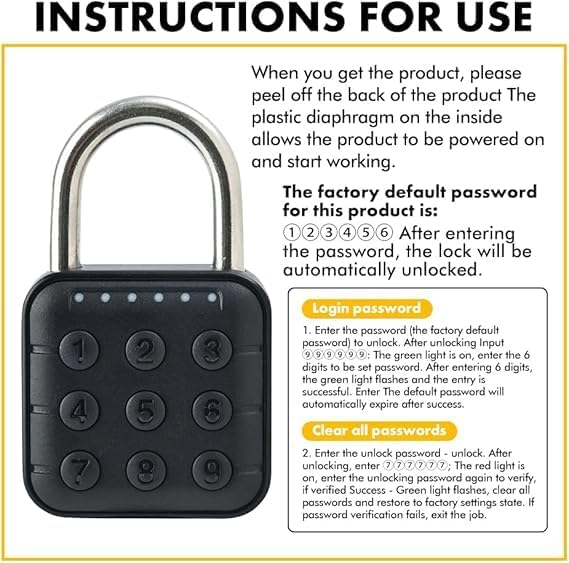Image of CBK Smart Lock with 6 Digit Password | Waterproof Resettable Password Lock | Heavy Duty Security Lock for Gate, Door, Gym Locker, School, Office, Warehouse, Fence, Shed & Outdoor Use (1 Year Warranty)