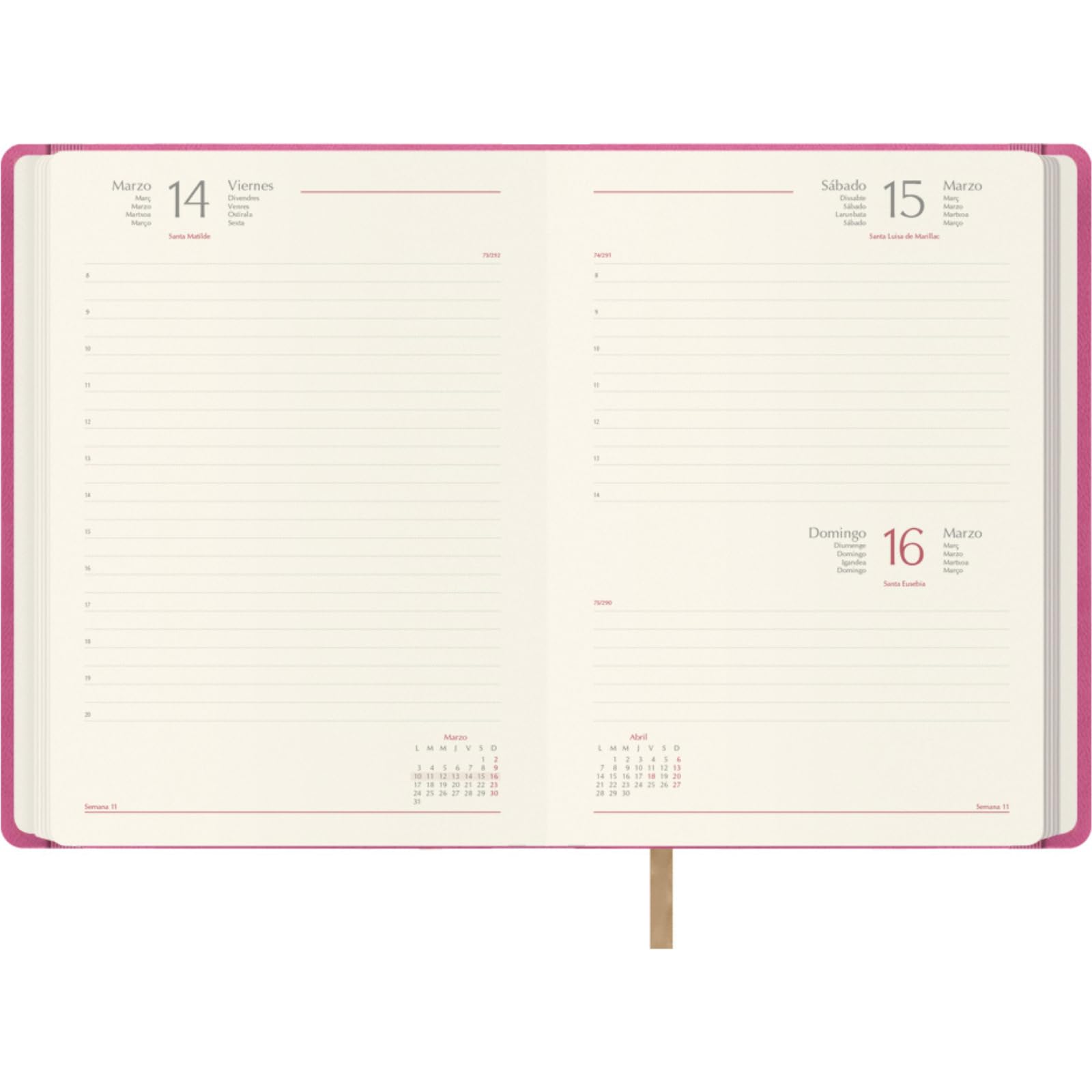 Dohe, 2025 Diary, Day by Page, A5 Size (15 x 21 cm), 12 Months January to December, Leatherette Hardcover, Planner in Spanish - Image 2