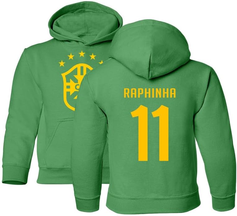 Tutiinca Raphinha 11 Jersey Style – Brazil Soccer Cup Fan Youth Hooded Sweatshirt