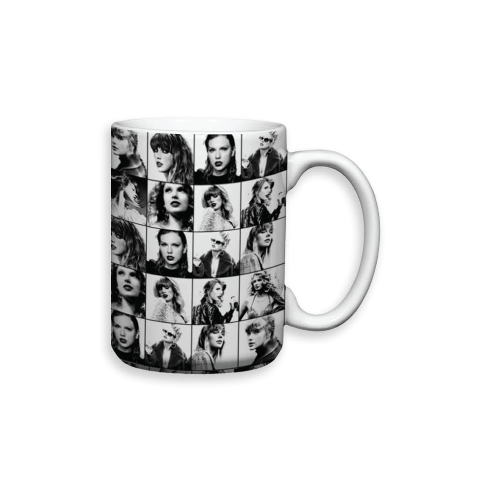 Taylor Swift B/W Collage Printed 330 ML Tea/Coffee Mug for SWIFTIES | Microwave & Dishwasher Safe