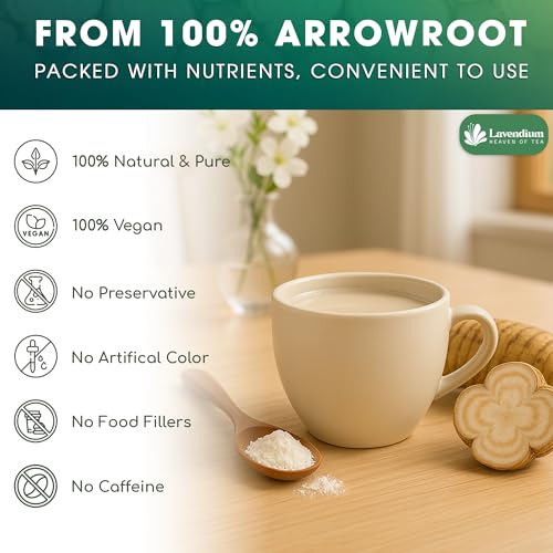 Image of Lavendium, Premium 17.6oz Arrowroot Powder, 100% Natural & Pure Arrowroot Starch, No Additives or Preservatives, Non-GMO, Gluten-Free, Plant-Based & Vegan, Perfect for Baking, Thickening & Gluten-Free Cooking