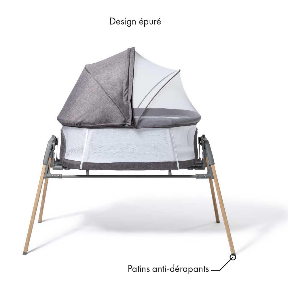 William Kent 1733 Berceau Balancelle Weswing | 3 en 1 Berceau & Transat Bébé & Bassinet | Sac de Rangement, Capote et moustiquaire Inclus | Matelas déhoussable | Gris