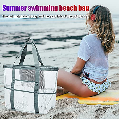 OKESYO Reistas strandtas mesh strandtas zand speelgoed opbergtas opvouwbare opbergkoffer picknick reizen toiletartikelen… - Image 5