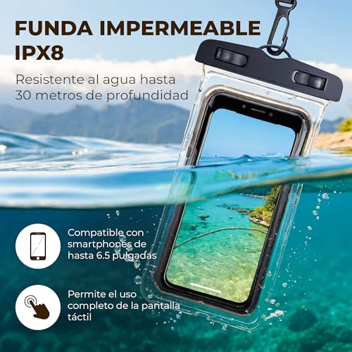 Nordlight Bolsa Estanca Impermeable + Funda para Móvil, Cierre Enrollable, Correa para Hombro | Drybag Mochila Impermeable Saco Estanco Bolsa de Transporte Náutica | Playa Sup - Verde Oliva, 5 litros - imagen 5