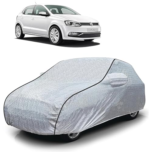 Image of Sulfar 100% Waterproof Car Body Cover Compatible with Mirror for Volkswagen Polo (Triple Stitched, Full Bottom Elastic, Magic Silver with Black Piping)
