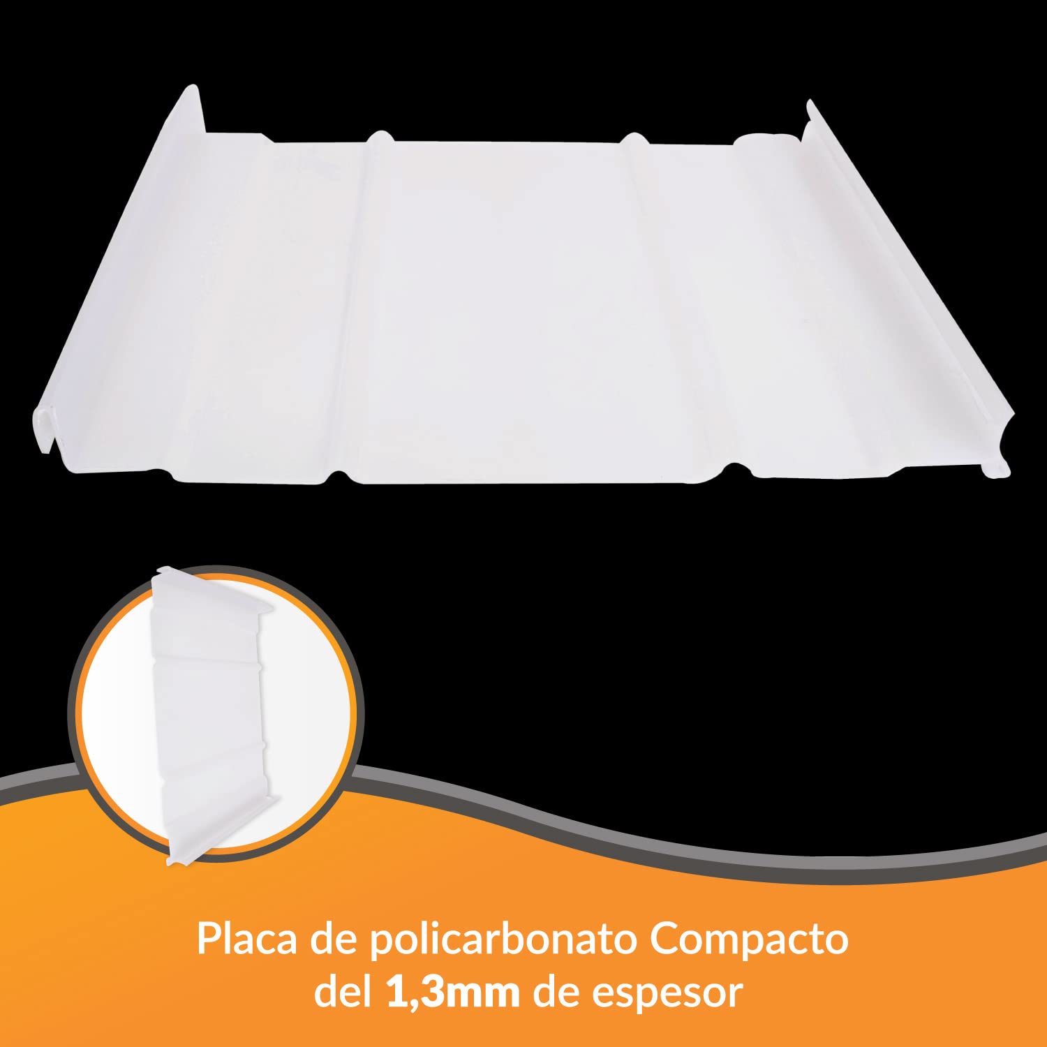 Kit 4 Placas de policarbonato Compacto con sistema engatillado - Placa policarbonato 1,3 mm - Medidas finales 2000 x 1000mm - Protección UV
