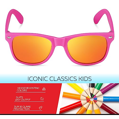 Image of Retro Rewind Kids Sunglasses for Boys Girls Age 3-12 - Shatterproof UV400 Toddler Children Sun Glasses
