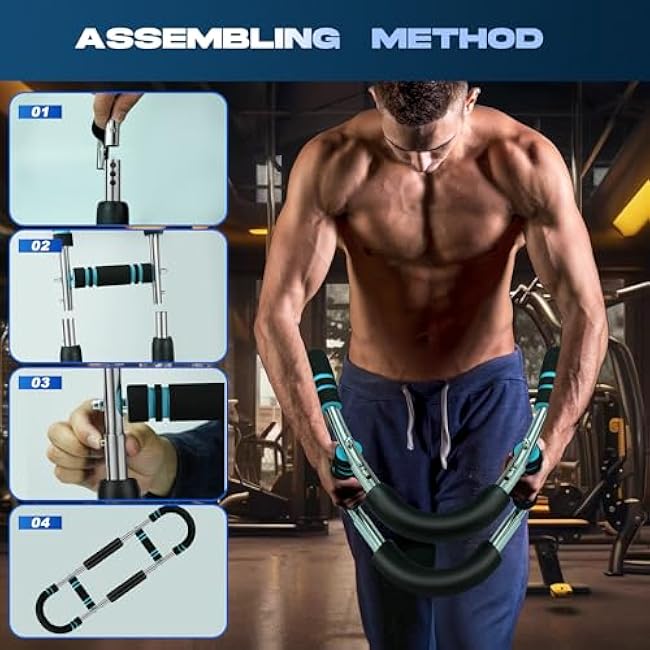 Twister Arm Trainer, 50-110lb 6-Level Force Adjustment Chest Workout Equipment, Arm Trainer, Portable Power Twister Bar, Chest Trainer for Men & Women, Detachable Design Fitness Anywhere