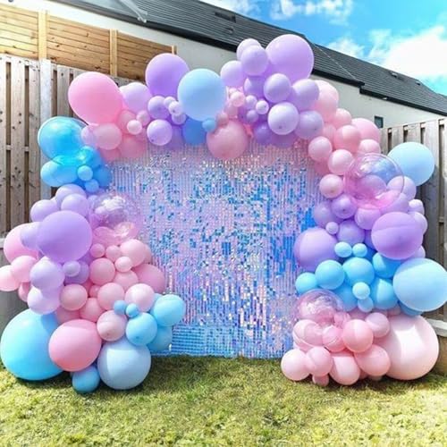 Pink Purple Blue Balloon 60Pcs 12 Inch Metallic Pastel Balloon Iridescent Pearl Pink Blue Purple Party Balloons for Girls Mermaid Snowflake Princess Birthday Baby Shower Party Decoration - Image 5