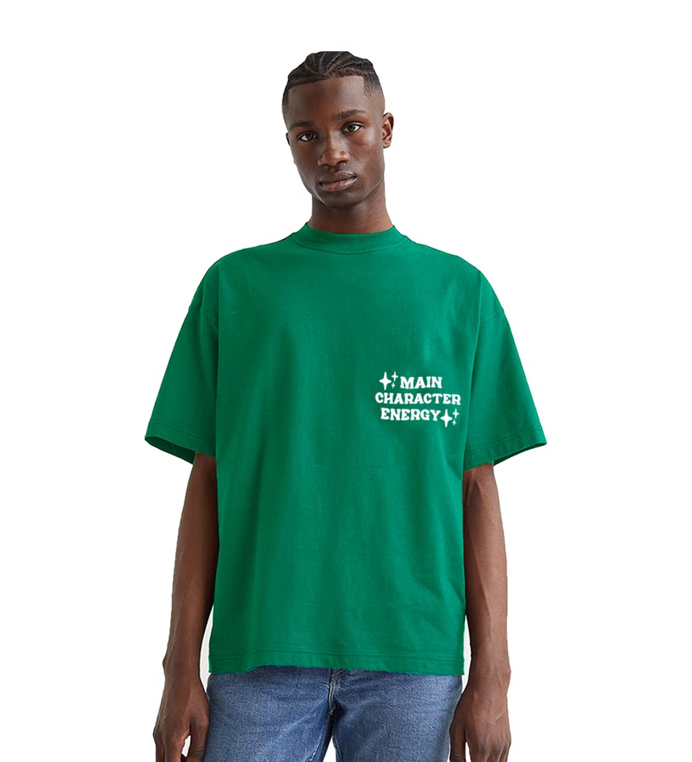 Besick Main Character Energy Oversized fit Drop Shoulders Minimal Printed Tshirts for Men Women