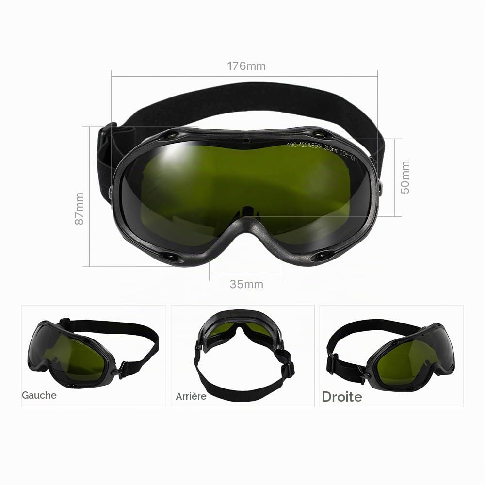CLOUDRAY Lunettes De Protection Laser 1064nm Od6+ Certifiées Ce Large Spectre De Protection (190-420nm & 850-1300nm) Pour Laser Fibre, Ipl Et Laser Pulsé