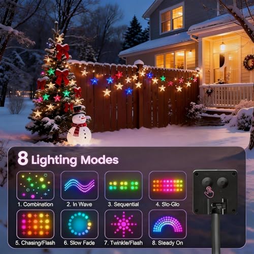 Image of CBK 80 Twinkle Star LED Fairy String Solar Light Silicon LED Bulbs 10 Meter Waterproof 8 Mode Outdoor /Indoor Waterproof Solar Powered Led String Light,Decorations for Garden Yard Balcony(Multi-Colour)