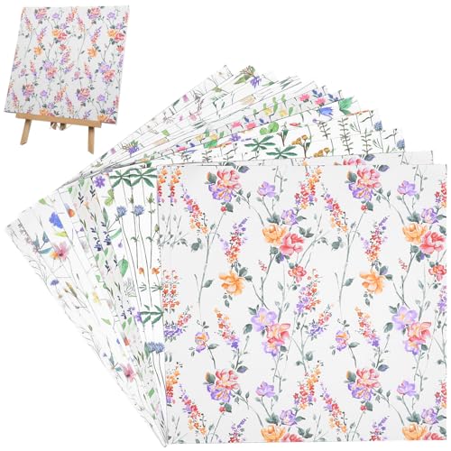Milisten Hojas de Papel Decorativo Estampado Floral Pequeño, 24 Hojas para Álbumes de Recortes, Papel de Diario para Manualidades, Bloc Versátil para Tarjetas y Proyectos Creativos
