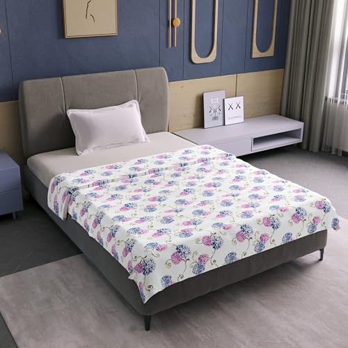 Image of Divine Casa Cotton Dohar Single Bed 210 x 140 cm, 120 GSM Lightweight Summer Blanket, Soft Breathable AC Quilt, Reversible Cooling Comforter for All Seasons