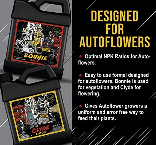 Cronk Nutrients Bonnie & Clyde Autoflower Nutrients Bloom and Grow – Yield Increasing Autoflower Plants Nutrient Kit – Easy to Use Plant Food – Optimal Formula for Optimal Results, 4L