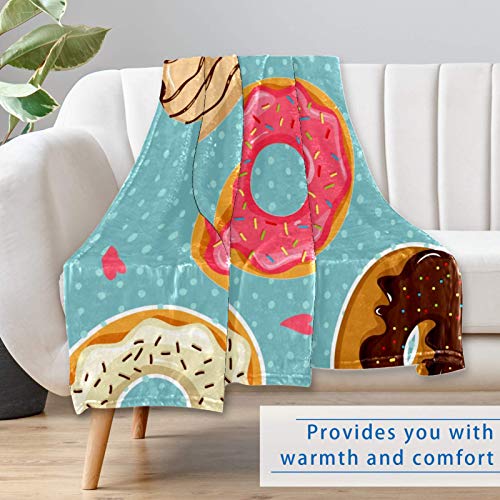 Couverture donuts colorés 150x100 cm douce et chaude pour lit et canapé