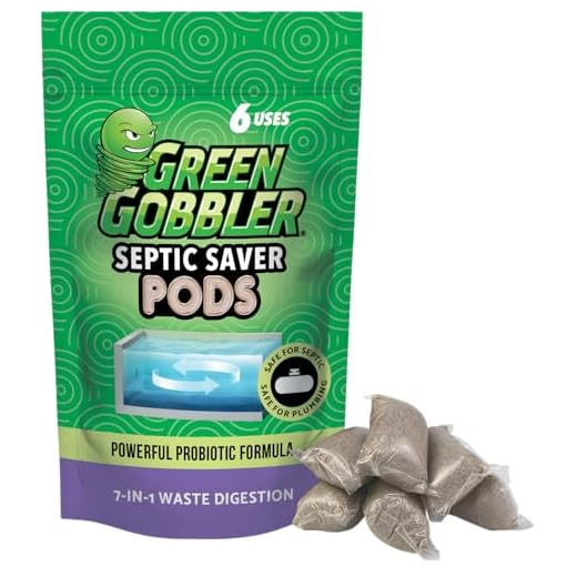 Green Gobbler SEPTIC SAVER Bacteria Enzyme Pacs - 6 Month Septic Tank Supply (FREE Green Gobbler REMINDER APP) 7.8 oz Total
