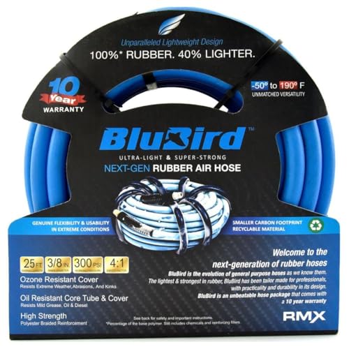 Manguera de aire de goma BluBird flexible y ligera de alta resistencia para talleres