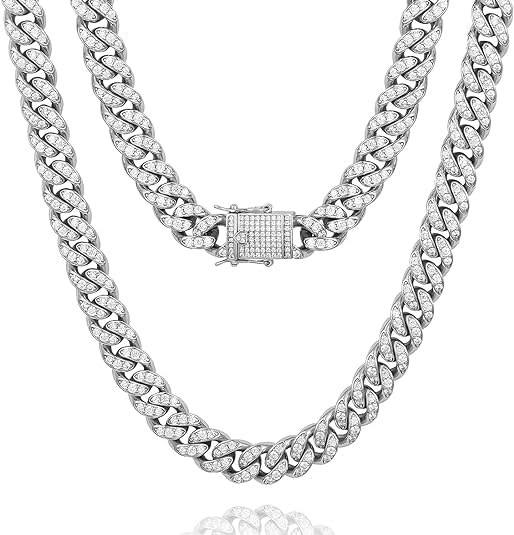 12mm Mens Womens Iced Out Cuban Link Chain Choker 14k/White Real Gold Plated 5A+ Cubic Zirconia Diamond Cuban Neckalce/Bracelet Hip Hip Jewelry For Men