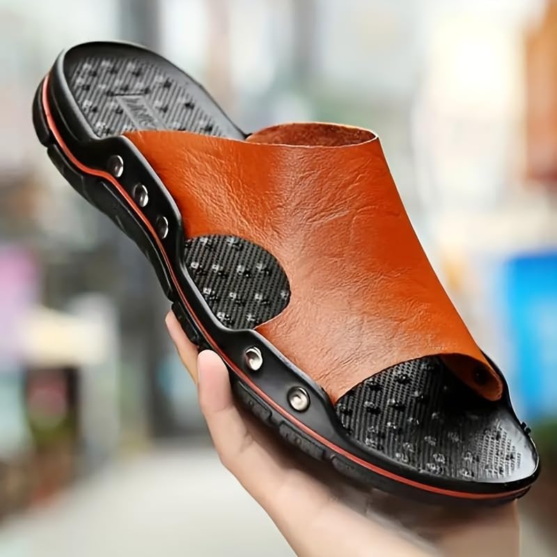 Men's Fashion Slide Sandals - Versatile for Indoor & Outdoor, Casual Street Style, Men's slippers All-Season Wear - For Casual Outings, Beach & Pool3