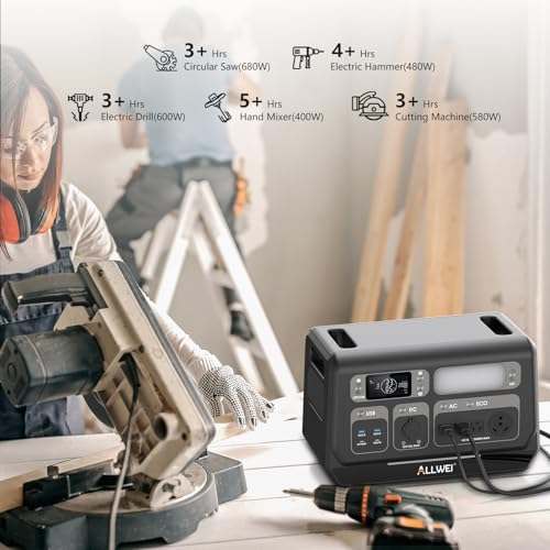 ALLWEI 2400W LiFePO4 Portable Power Station, 2048Wh Expandable to 10240Wh, Solar Generator with Auto UPS Mode, 4 AC Outlet(Surge 4800W), Outdoor Battery Generator for RV Camping Home Backup Emergency - Image 3