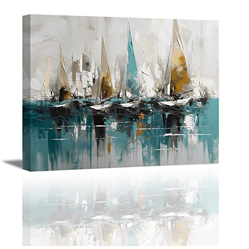 Piy Painting Cuadro sobre lienzo Nave abstracta Impresiones sobre lienzo 1 panel de Lienzo Moderno Minimalista Dibujo para Sala de Estar Cocina Pasillo Decor 40x30cm, Enmarcado, Listo para colgar