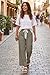 Acelitt Women's Casual Fashion 2026 Spring Striped Pants Elastic Waist High Waist Wide Leg Linen Pants Trousers Khaki Small