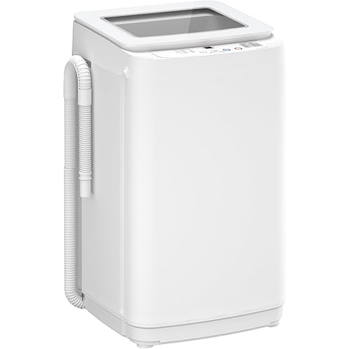 Auertech 14 lbs Portable Washing Machine, Fully Automatic Portable Washer with Glass Lid, 10 Wash Cycles, Compact Capacity Washer and Spin Dryer Combo with Drain Pump for Apartment, Dorm, RV