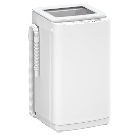 Auertech 14 lbs Portable Washing Machine, Fully Automatic Portable Washer with Glass Lid, 10 Wash Cycles, Compact Capacity Washer and Spin Dryer Combo with Drain Pump for Apartment, Dorm, RV